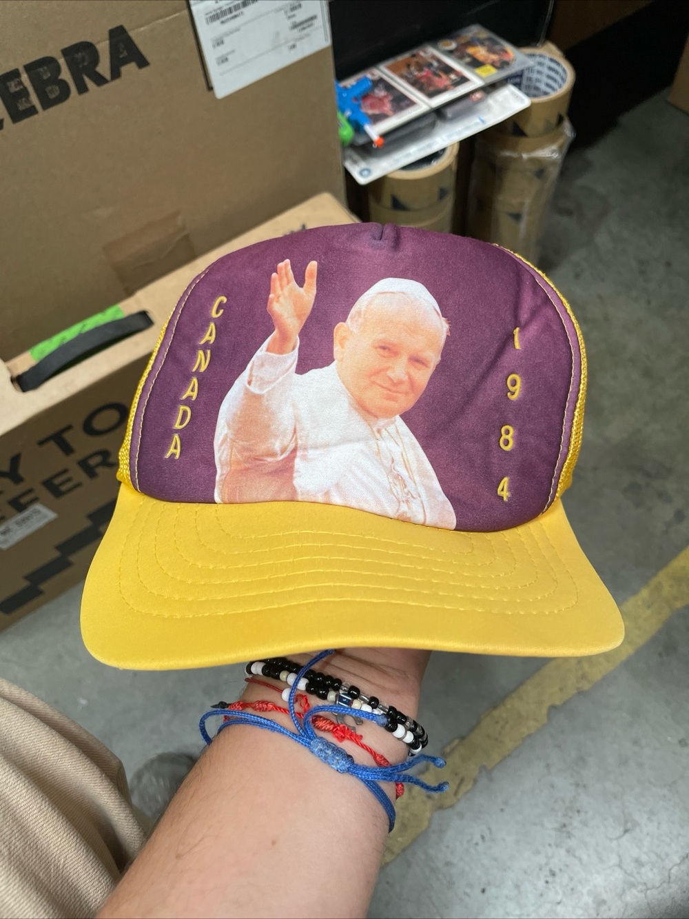 Vintage Pope John Paul II Canada 1984 SnapBack Trucker Mesh Cap